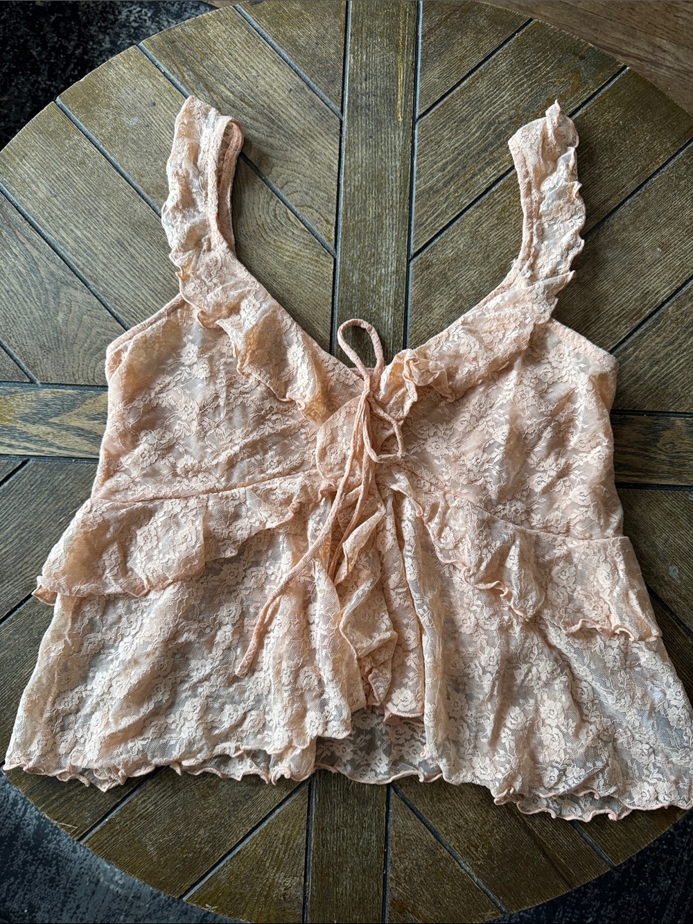 Old Navy Peach Lace Tie-Front Tank Top